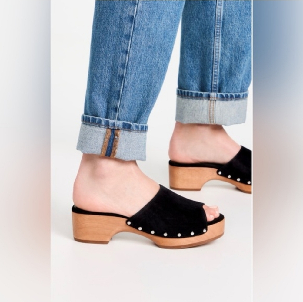 Rag & Bone Mara Clog Slide In Black Suede Revolve 36 View 2